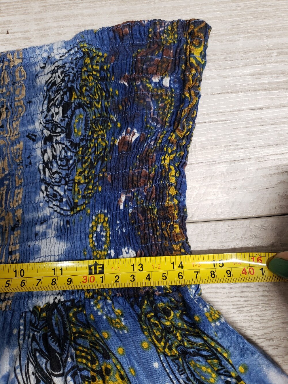 Boho Tie-Dye Harem Pants Blue Cream Mandala Print Smocked Waist Festival Hippie - Picture 3 of 12
